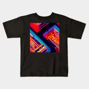 cyberpunk wires circuitboard futuristic electronics Kids T-Shirt